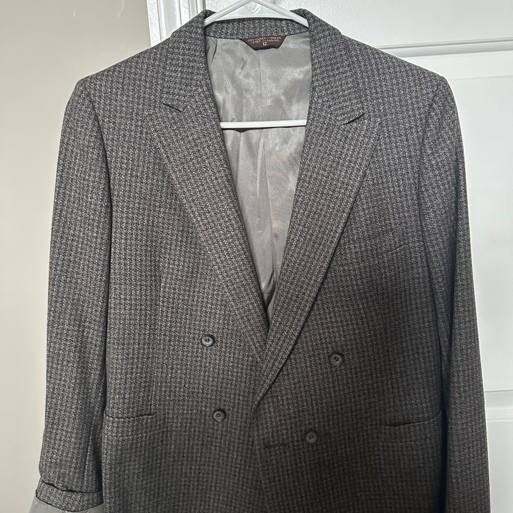 Women's Double-Breasted Houndstooth Blazer - Gray